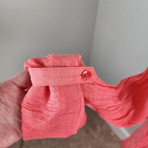 Zac & Rachel Women’s Hi Low Hem Loose Fit Salmon Coral Top Tunic Size Large - Picture 3 of 8